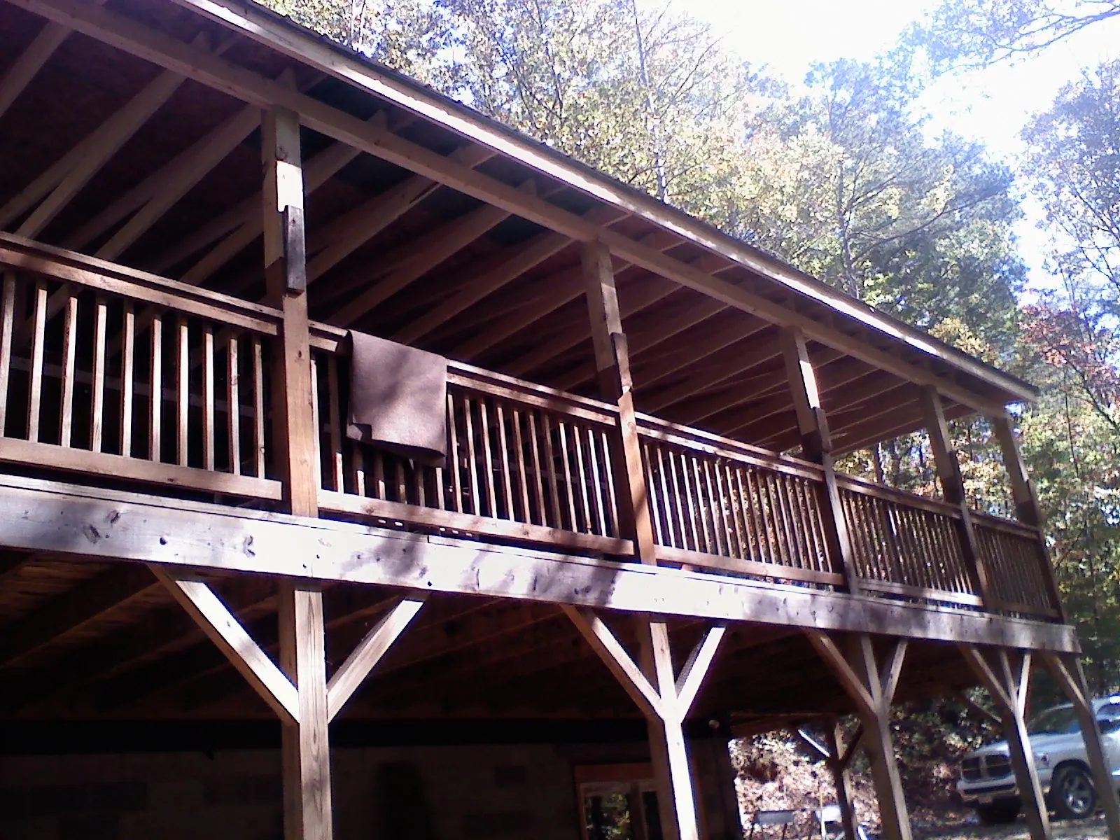 Timber framing under a new elevated porch and deck — Roof Leak Repair in Delaware City by Roofing Brothers
