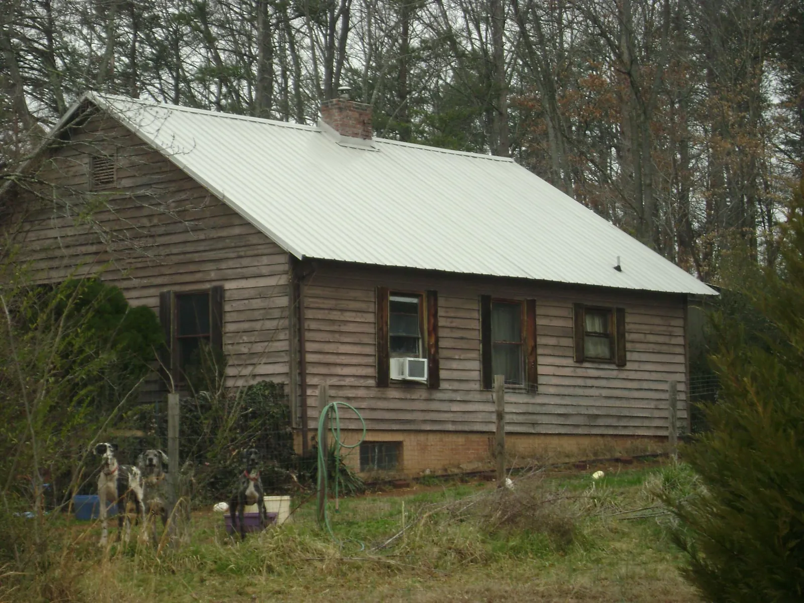 White metal roof on an old wood sided farmhouse, from a Asphalt Shingle Roof Repair job in Delaware City